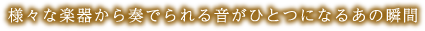 様々な楽器から奏でられる音がひとつになるあの瞬間