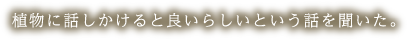 植物に話しかけると良いらしいという話を聞いた。