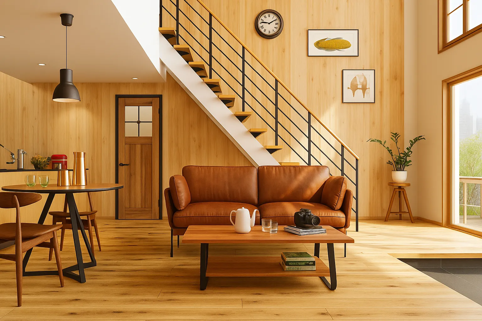 ナチュラルウッドとアイアン階段の家 ナチュラルウッドとアイアン階段の家