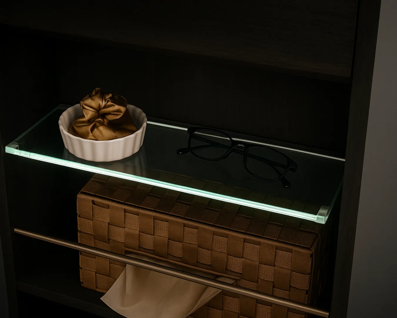 暗闇の中でも優しく光る蓄光棚 暗闇の中でも優しく光る蓄光棚