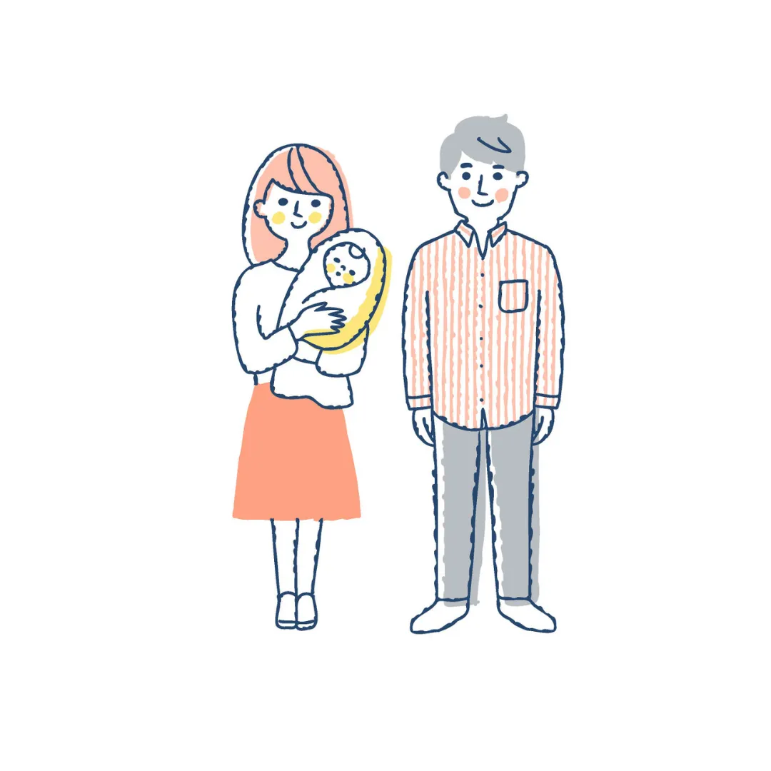 新しい家族のはじまりを描いたやさしいイラスト